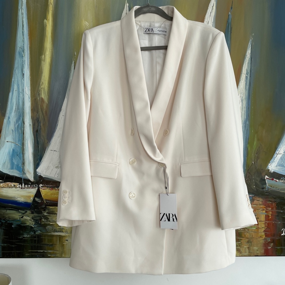 NWT Zara double breasted tuxedo blazer jacket XXL - Picture 3 of 9